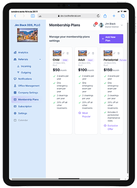 Membership Plans Interface